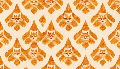 pattern with flowers,cat