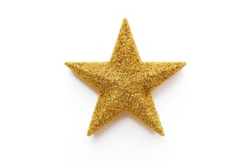 Golden glitter star isolated on white background