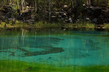 Geyser lake near Aktash village in Altai.