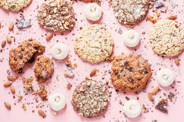 homemade cookies   on pink background
