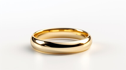 simple wedding gold ring isolated on white background. Generative Ai. 
