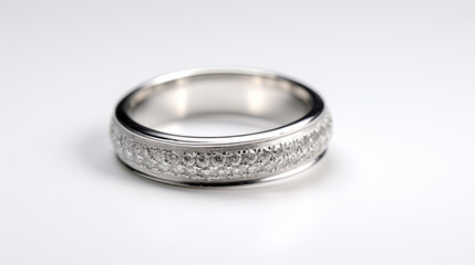 white gold wedding ring isolated on white background. Generative Ai. 