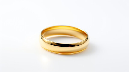 golden wedding ring isolated on white background. Generative Ai. 