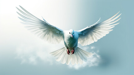 white dove flying in the sky. Generative Ai. 
