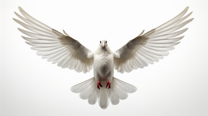 Obraz premium white dove flying on a white background. Generative Ai. 