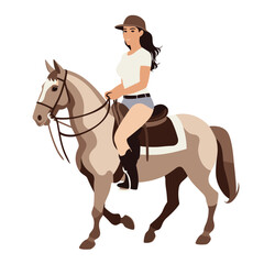Fototapeta na wymiar Girl saddle horse vector flat minimalistic isolated illustration