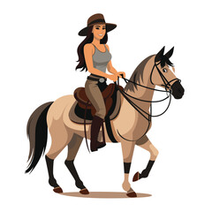 Girl saddle horse vector flat minimalistic isolated illustration