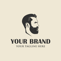 Bearded man logo design illustration