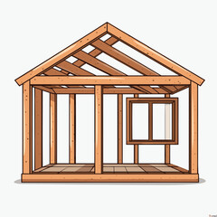 wood house frame vector flat minimalistic isolated illustration