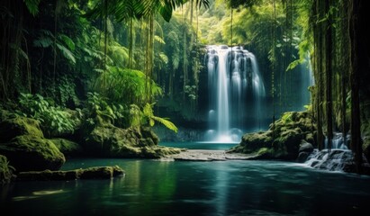 Fototapeta na wymiar Natural waterfall background
