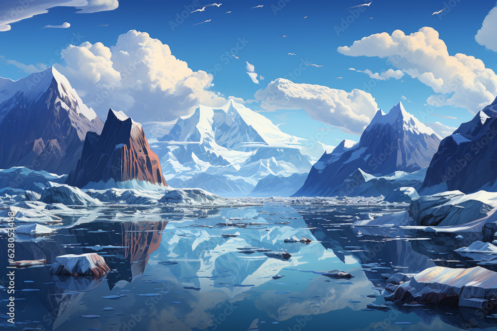 Leinwandbilder a composition of multiple icebergs, their varied shapes and sizes forming an enchanting mosaic, remi