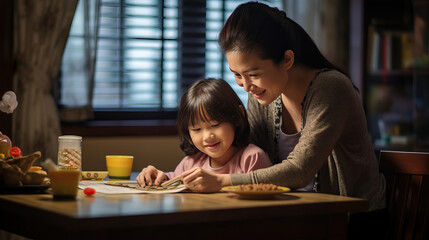 mother and child learning