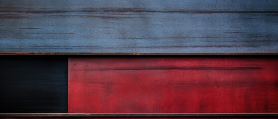 Industrial steel blue metal panels with rusty red corrosion texture, minimalistic grunge background - generative AI 