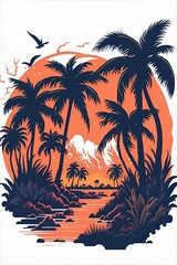 Florida sea shore palm beach. AI generated illustration