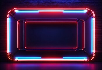 Neon light frame red and blue dark background