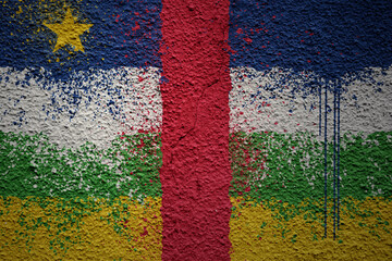painted big national flag of central african republic on a massive old cracked wall