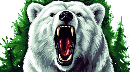 Fototapeten Illustration of a white bear with open mouth. generative ai © amrets