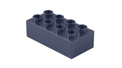 Peacoat Plastic Bricks Block Isolated on a White Background. Children Toy Brick, Perspective View. Close Up View of a Game Block for Constructors. 3D illustration. 8K Ultra HD, 7680x4320, 300 dpi