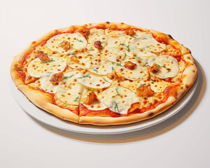 Pizza cheese Italy quattro formaggi Brie Camembert tomato greens onion dough