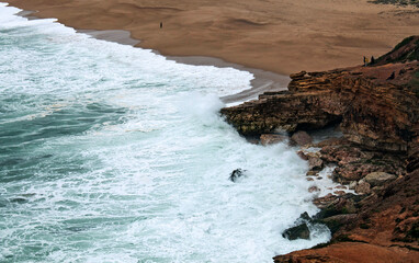 Atlantic coast of Portugal, north beach of Nazaré - 628057826
