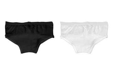 Black and white V shape briefs underwear mockup isolated on white background. 3d rendering.