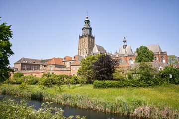 Zutphen's Walburgis Church and the Librije behind the ancient city walls