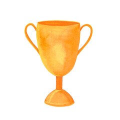 winning cup for awarding, prize for winning the football championship painted in watercolor