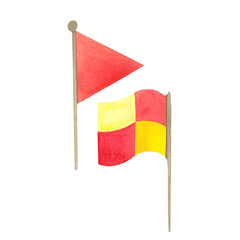 football field flags, football referee flags, watercolor illustration