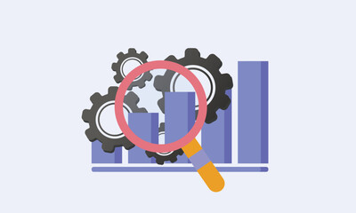 Analisys icon, chart, research data.on white background.Vector Design Illustration.