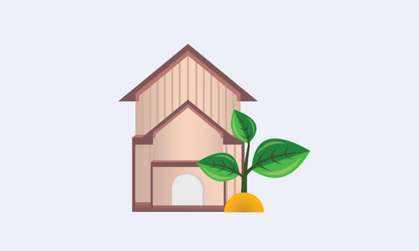 Eco house icon, logo green energy in home, environment clean building, greenhouse concept, modern ecology architecture.on white background.Vector Design Illustration.