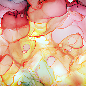Natural luxury abstract fluid art painting in alcohol ink technique. Tender and dreamy
