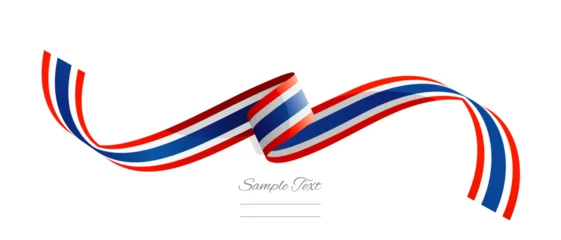 Fotobehang Thai flag ribbon vector illustration. Thailand flag ribbon on abstract isolated on white color background © simbos