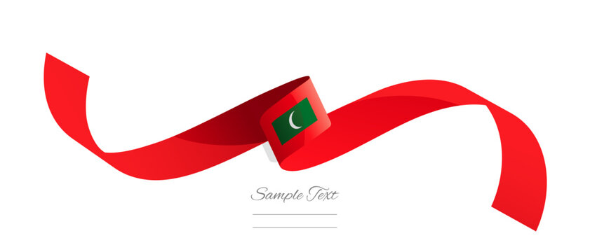 Maldivian flag ribbon vector illustration. Maldives flag ribbon on abstract isolated on white color background - Powered by Adobe