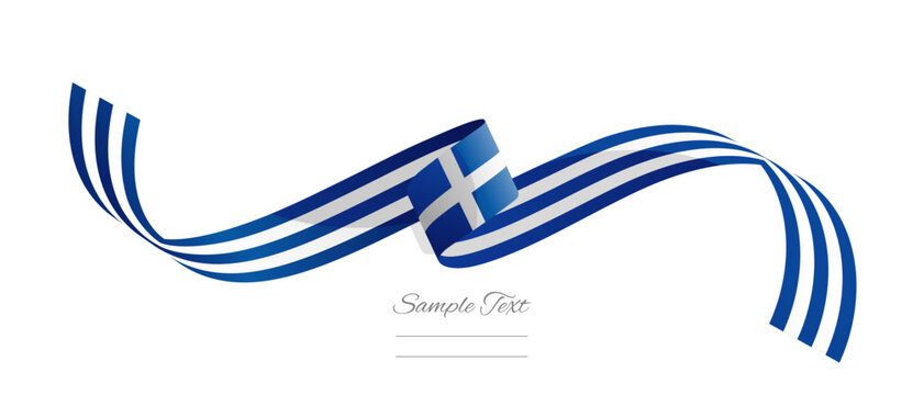 Greek flag ribbon vector illustration. Greece flag ribbon on abstract isolated white color background