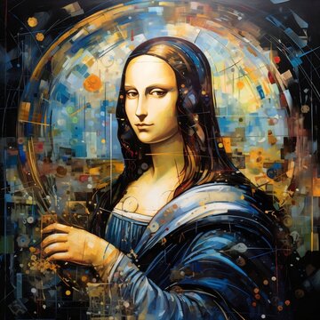 Generative AI : Mona Lisa Unveiled: Abstract Beauty on Wall