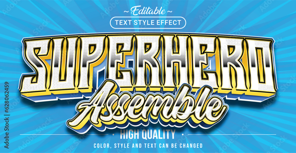 Poster editable text style effect - superhero assemble text style theme.