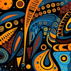 Generative AI : African Abstract Harmony: Vibrant Vector Illustration of Traditional Patterns