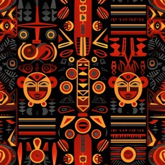 Generative AI : African Abstract Harmony: Vibrant Vector Illustration of Traditional Patterns
