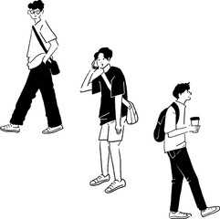 おしゃれな男性の線画ベクターイラスト