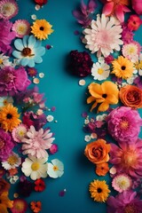 Fototapeta na wymiar watercolor blossom color design mother spring flower background peonies valentine pastel. Generative AI.