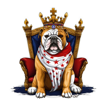 A playful English bulldog American flag day t-shirt design, the bulldog wearing sunglasses and a top hat, holding a sparkler in its mouth, Generative Ai