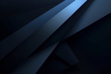 Black blue abstract modern background for design. Dark. Geometric shape. 3d effect. Diagonal lines, stripes. Triangles. Gradient. Light, glow. Metallic sheen. Minimal.  Web, Generative AI