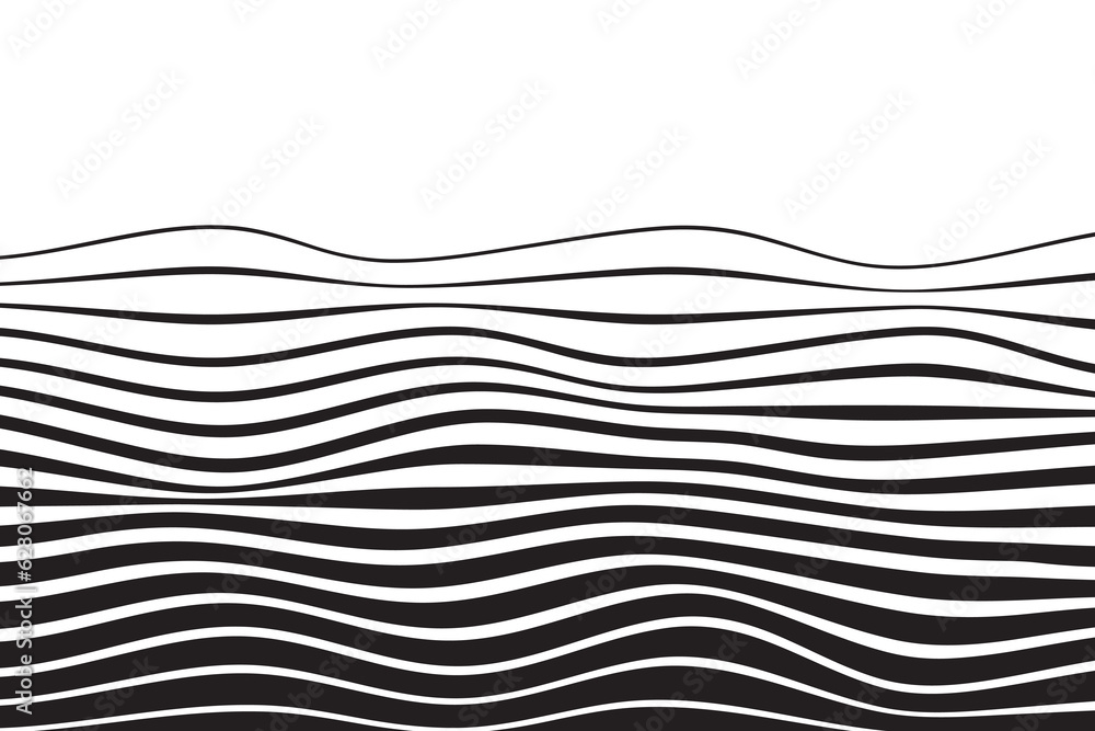 Poster black and white curved line stripe mobious wave abstract background. vector illustration.
