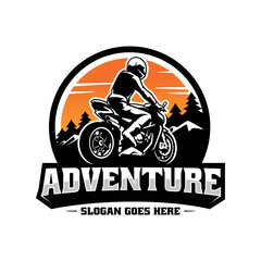 biker riding motorcycle illustration logo vector