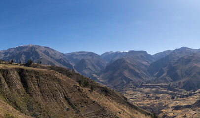 Aerial view of the Colca canyon in Arequipa