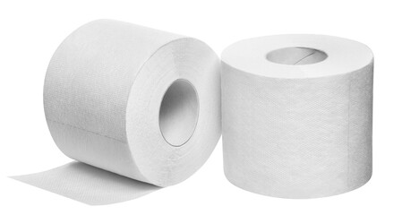 Two rolls of white toilet paper, cut out