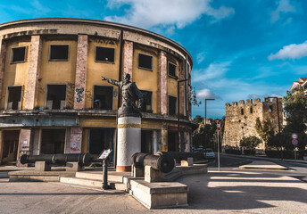 DURRES, ALBANIA November 15 2022: Monument to Mujo Ulqinaku in Durres. Albania