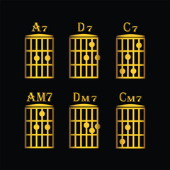 chords guitar icon, vector, template, logo, trendy, collection, flat, design, gold