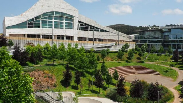 Green park outside the Cidade da Cultura de Galicia in Santiago de Compostella