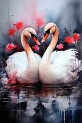 Capture the essence of romance with this graceful watercolor illustration of two swans, perfect for conveying your affection on Valentine's Day. Ai generated